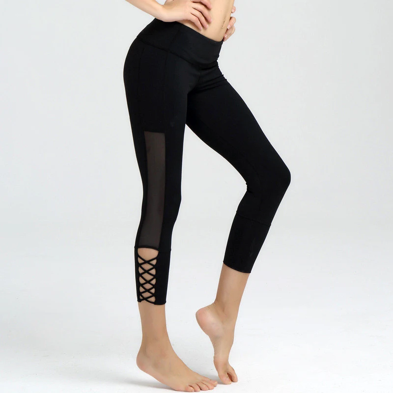 LucyLizz, леггинсы с перекрестными ремешками для ног, спортивные женские штаны для йоги, фитнеса, спортивная одежда, штаны-Капри Для спортзала, трико для бега