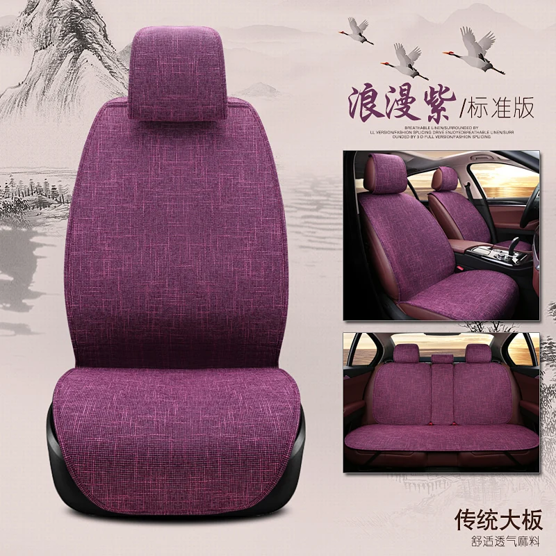 

Linen Cotton and Fabric Sponge Automobile Seat Covers Cushion 5 Seats Universal Fit for Most Car Grey