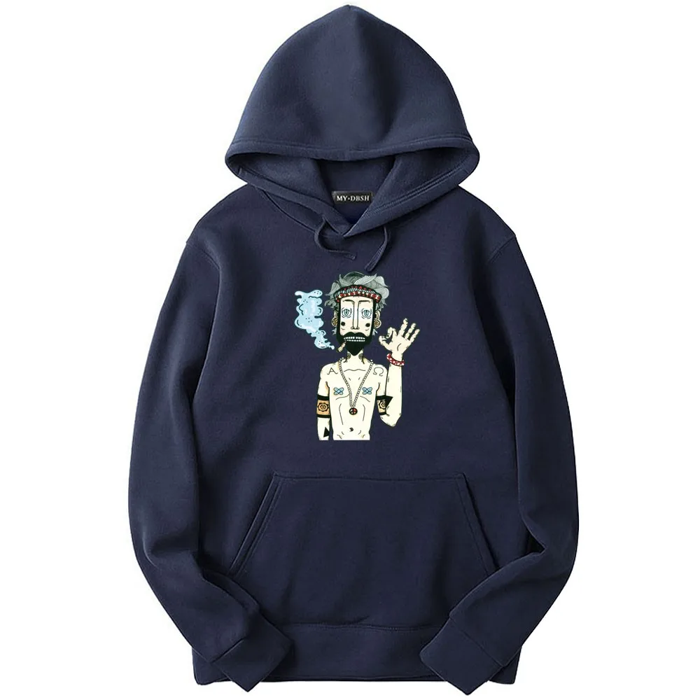 Негабаритных Для мужчин High Street Wear толстовки курящих голый нищий с капюшоном и