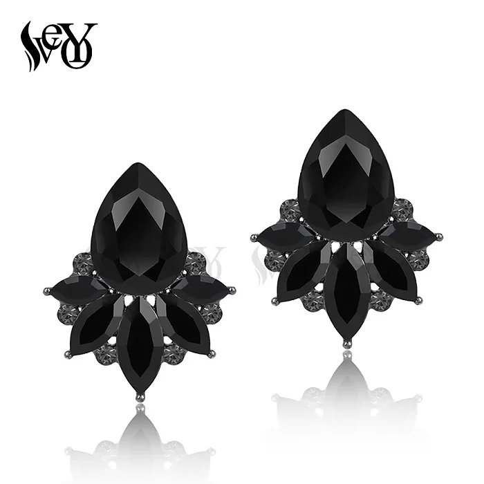 Кристалл veyo серьги-гвоздики для женщин элегантные серьги Модные ювелирные изделия brincos Pendientes - Окраска металла: Solid black