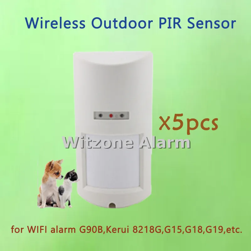 5pcs Wireless Pet Immune Weatherproof Outdoor PIR Sensor External