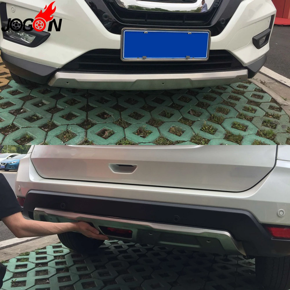 

For Nissan X-Trail Rogue T32 Facelift 2017 Car Front + Rear Bumper Guard Skid Plate Protector Cover Stainless Steel 2PCS