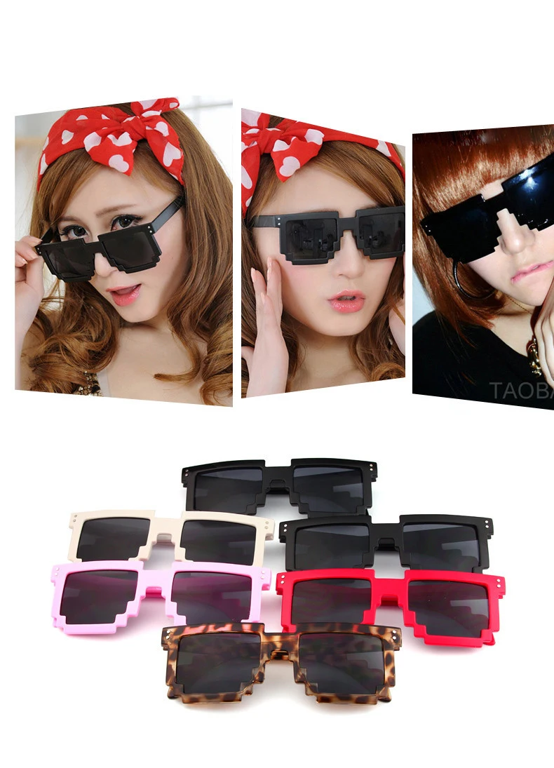 Hot sale Retro Trendy Novelty Unisex sunglasses Pixelated font b Minecraft b font Style Square Sun