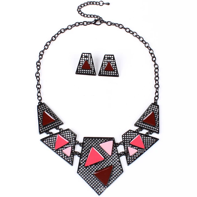 Top Quality Enamel jewelry set Alloy Choker Necklace and Earrings Set