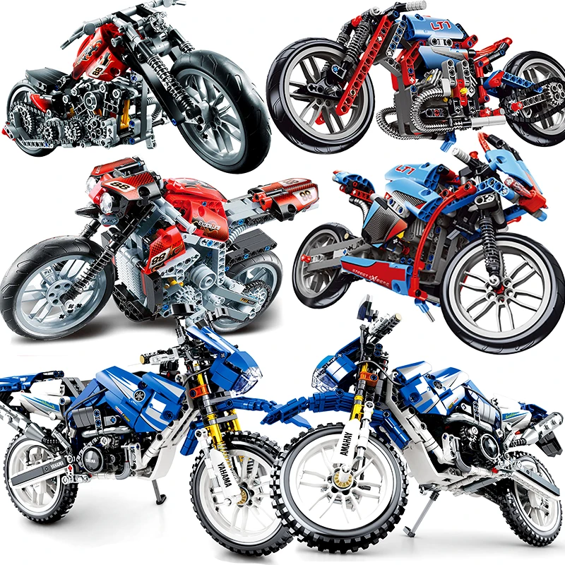 Motorcycle Technic Compatible Legoing Moto Racing Motorbike City Vehicle Sets Off Road Model Building Blocks MOC Kits Kids Toys