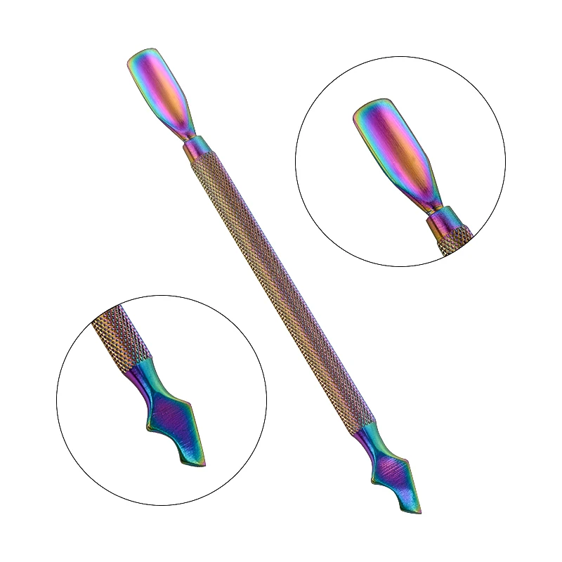 Радужный Пинцет из нержавеющей стали для кутикулы ногтей, УФ Гель-лак для удаления омертвевшей кожи, пилочка для ногтей, инструмент для маникюра, 1 шт - Цвет: EEEK0173