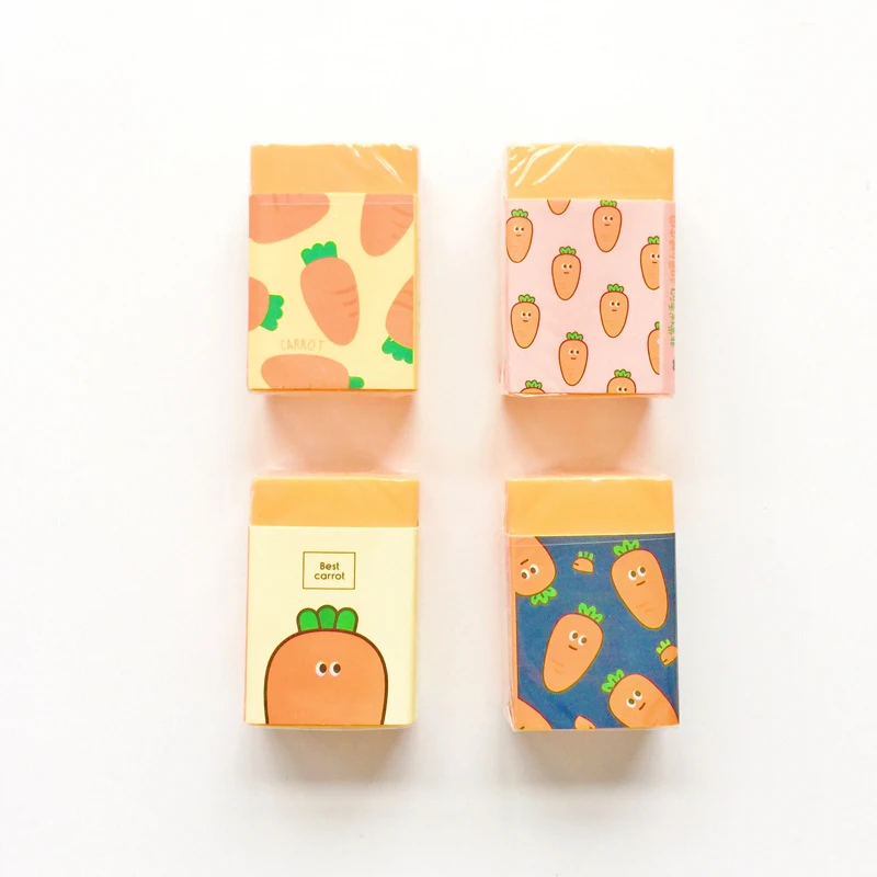 

1 Pc Random Send Square 4*3*1cm Carrot Color Eraser Rubber Art Drawing Correction Tool Correction School Student Kids Gift