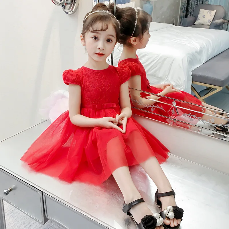 

Baby Girls Dresses for Children Girls Lace Clothes Party Wedding Elegent Princess Dresses Ball Gown red 3-11Y
