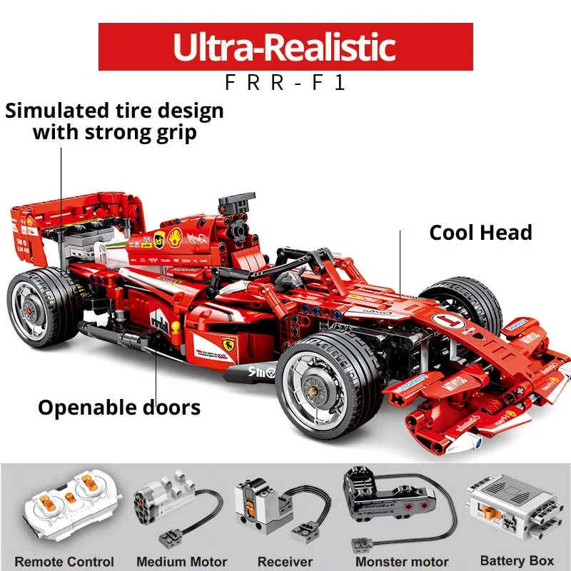

NEW Technic 585Pc Remote control electric legoings MOC motor Racing car FDD f1 Building Blocks bricks Educational Toys christmas