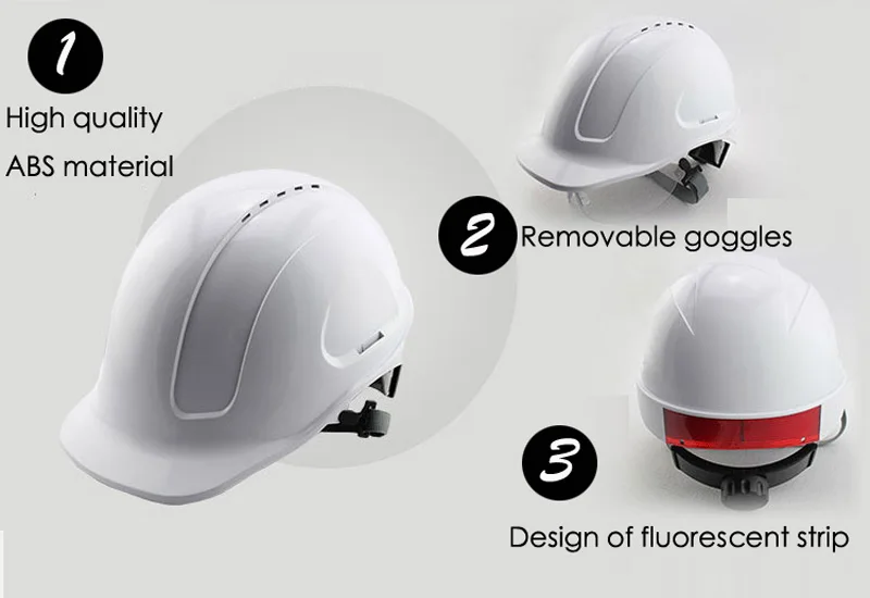 Высокое качество ABS Рабочая безопасность Краш шлем очки Строительная площадка голова глаза защитная шапка с очками на открытом воздухе Casco De Seguridad