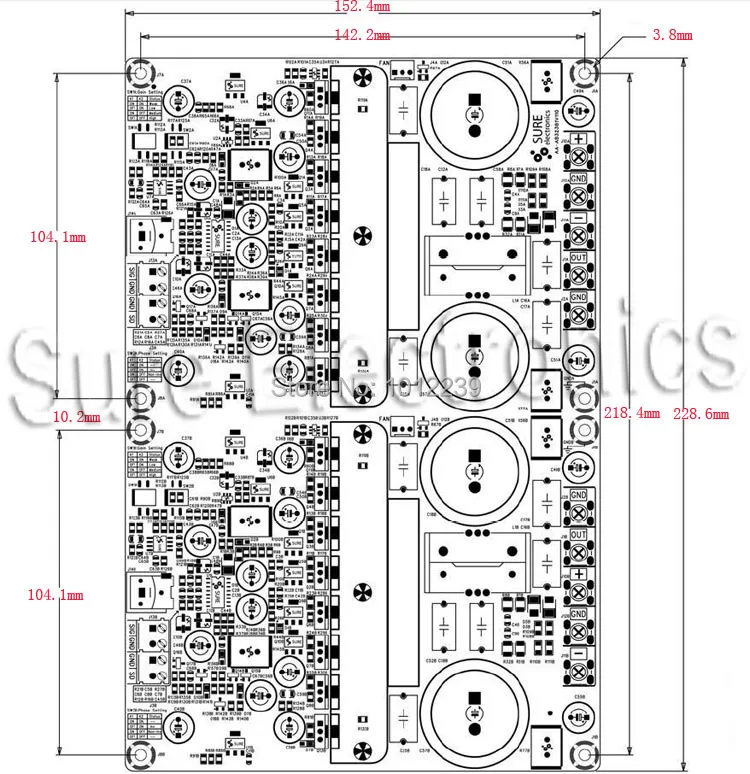 2x125 Вт IRS2092 Вт 8 Ом класса D аудио Плата усилителя-2x125 Вт IRS2092 стерео усилитель мощности