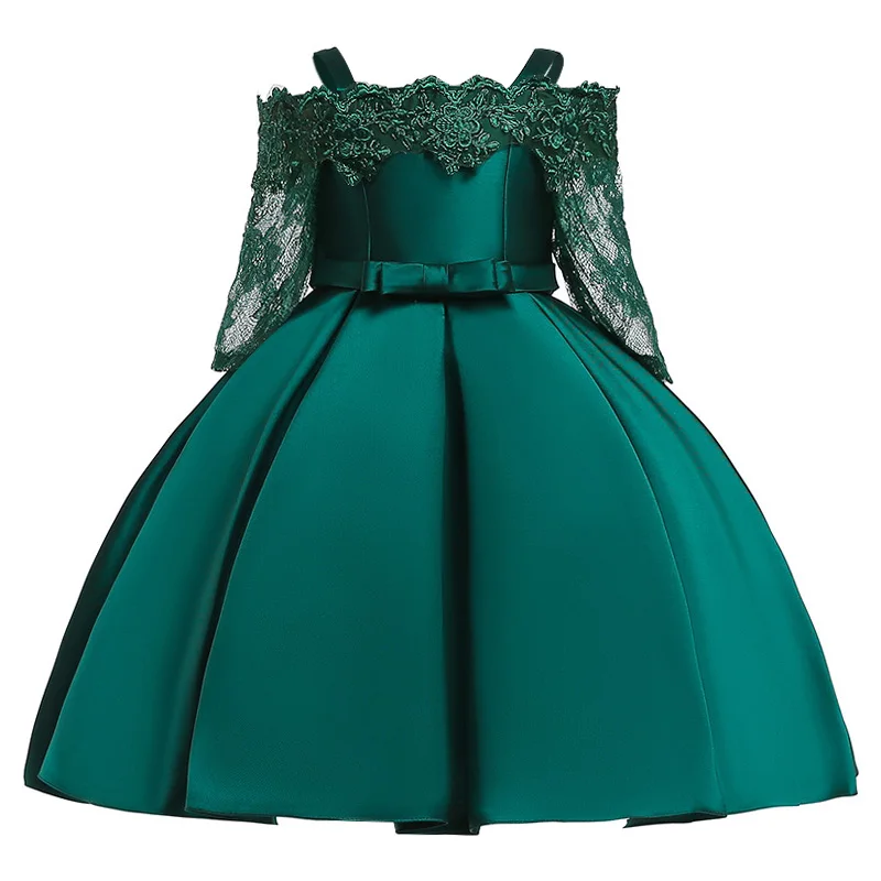 Детские платья для маленьких девочек; шелковое платье принцессы с вышивкой для маленьких девочек; платье для свадебной вечеринки; модная детская одежда для детей 3-10 лет - Цвет: Green