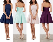 Günstige cocktailkleider 2017 einfache spaghettibügel frauen formal dress robe de vestidos anpassen satin mini cocktail party kleider