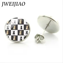 JWEIJIAO модные I Love Серьги с шахматами рыцарский замок серьги-гвоздики персональные международные Шахматные влюбленные серьги-гвоздики CH15