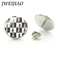 JWEIJIAO Fashion I Love Chess Earrings Knight Castle Stud Earring Personality International Chess Lovers Ear Stud Earrings CH15 1