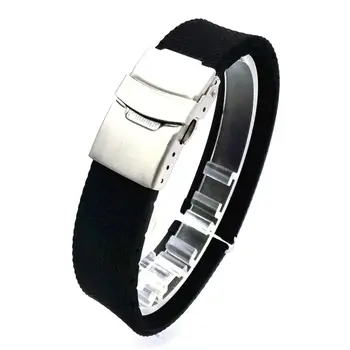 

Rubber Watch Band Strap Straight End Bracelet Black Silicone Stainless Steel Double Click Folding Clasp 20 22 24mm