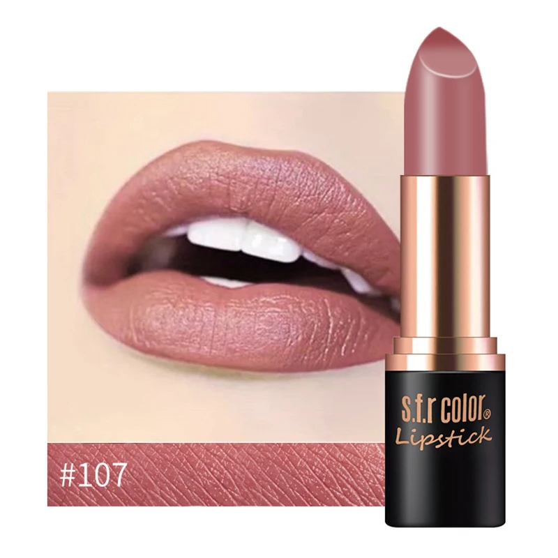 New Matte Lipstick 12color Easy To Wear Waterproof Long-lasting Matte Lip Gloss Lipstick Lady Sexy Lipstick Lip Balm TSLM2 - Color: 107