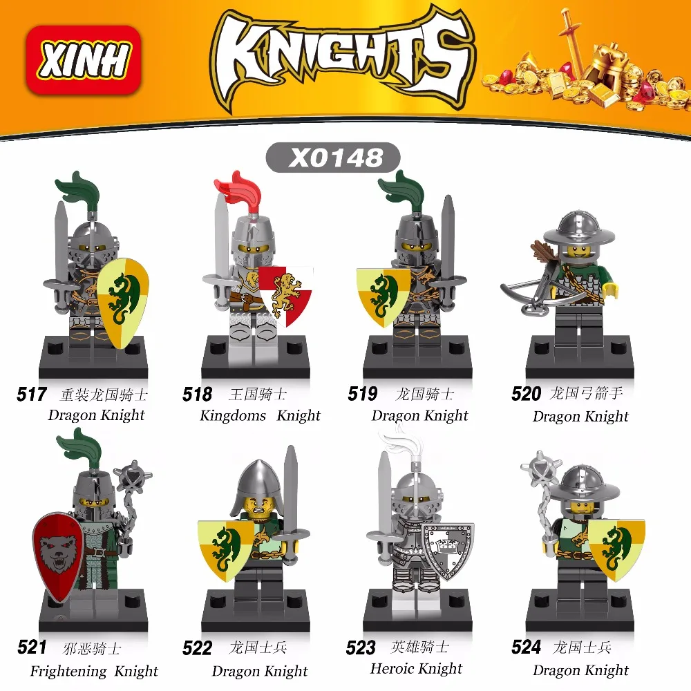 

Dragon Archer Medieval Knight Rome Soldiers DIY Building Blocks Sets Model Bricks Toys for Children Compatible with Pogo