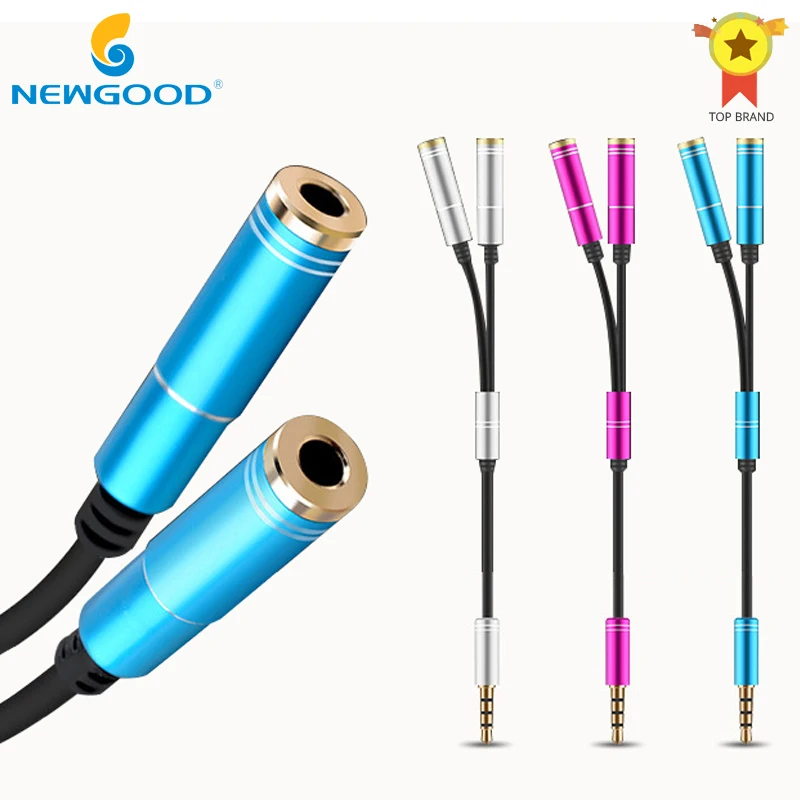 

NEWGOOD Jack 3.5mm Earphone Audio Cable Splitter Adapter 1 Male to 2 Female Extension Aux Cable for Car MP 3/4 CD Player