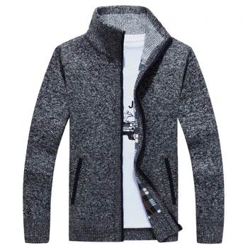 

Modern Men's Zipper Closure Stand Collar Sweater Casual Slim Fit Knitwear Top