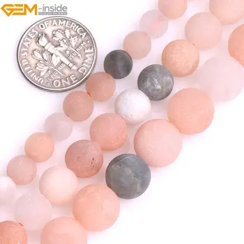 

Gem-inside 6-10mm Natural Round Matte Frosted Multicolor Moonstone Beads For Jewelry Making 15'' DIY Jewellery Valentine Gift