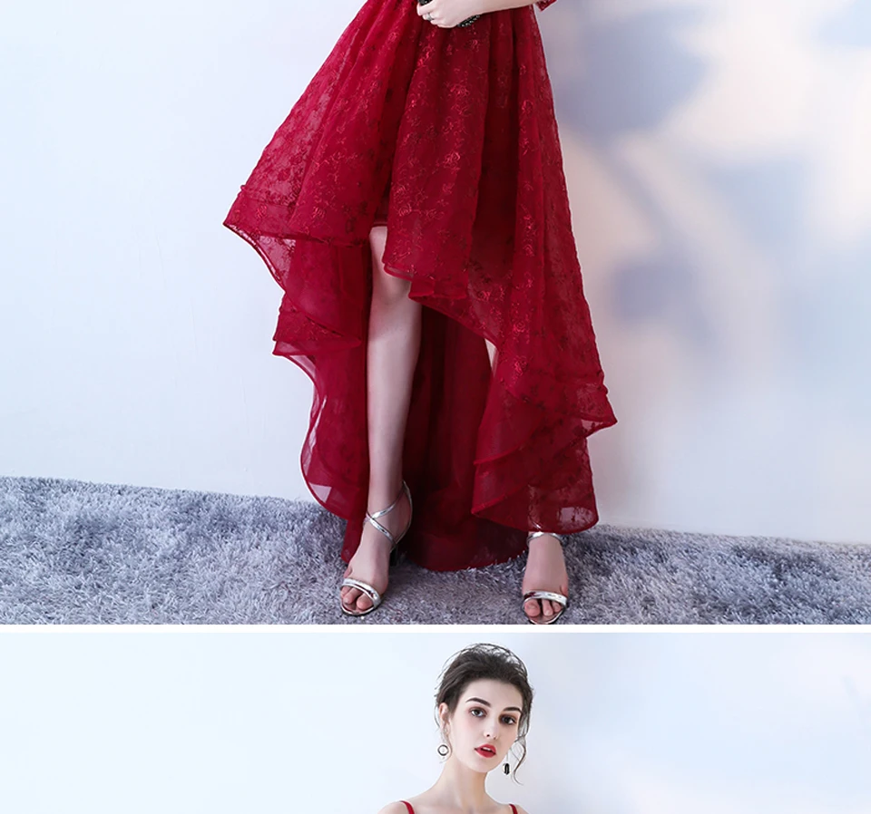 long sleeve prom & dance dresses LAMYA High Low Prom Dress Boat Neck With Half Sleeve Evening Party Dresses Women Black Lace Formal Gown Gown Robe De Soiree lavender prom dresses