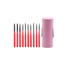 Горячая 10 шт./компл. заводской дизайн красный цвет кисть для ногтей набор с деревянными ручками мини набор щеточек для ногтей художественные кисточки для ногтей