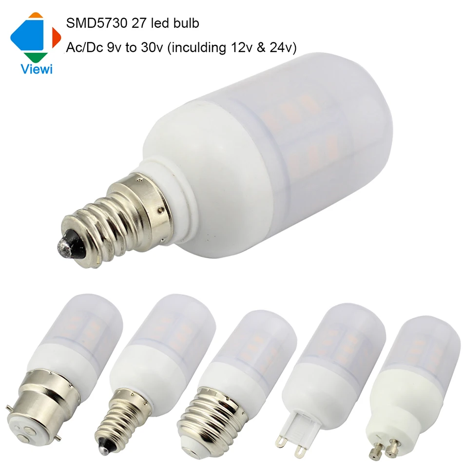 10 шт Ac Dc 12 24 v люминесцентная лампочка вольт E27 E12 E14 B22 G9 GU10 кукурузы лампы 4 w 5730
