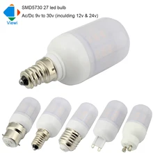 

Viewi 10x Ac Dc 12 volt led bulb E27 E12 E14 B22 G9 GU10 cron lamp 12v 24v 5w smd5730 Frosted Cover 360 degree energy saving
