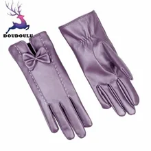Doudoulu женские перчатки зимние из искусственной кожи для девочек Роскошные супер теплые перчатки кашемировые однотонные Eldiven Прямая# XTJ