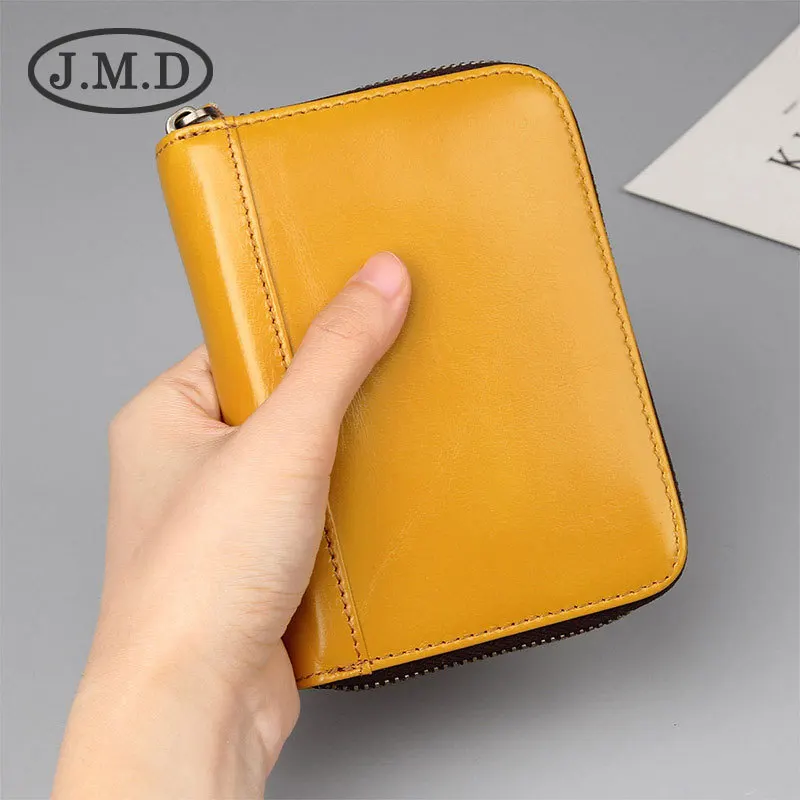 

J.M.D New Top Layer Genuine Leather RFID Card Bag Multi Card Zipper Bag Purse Wallet 8439