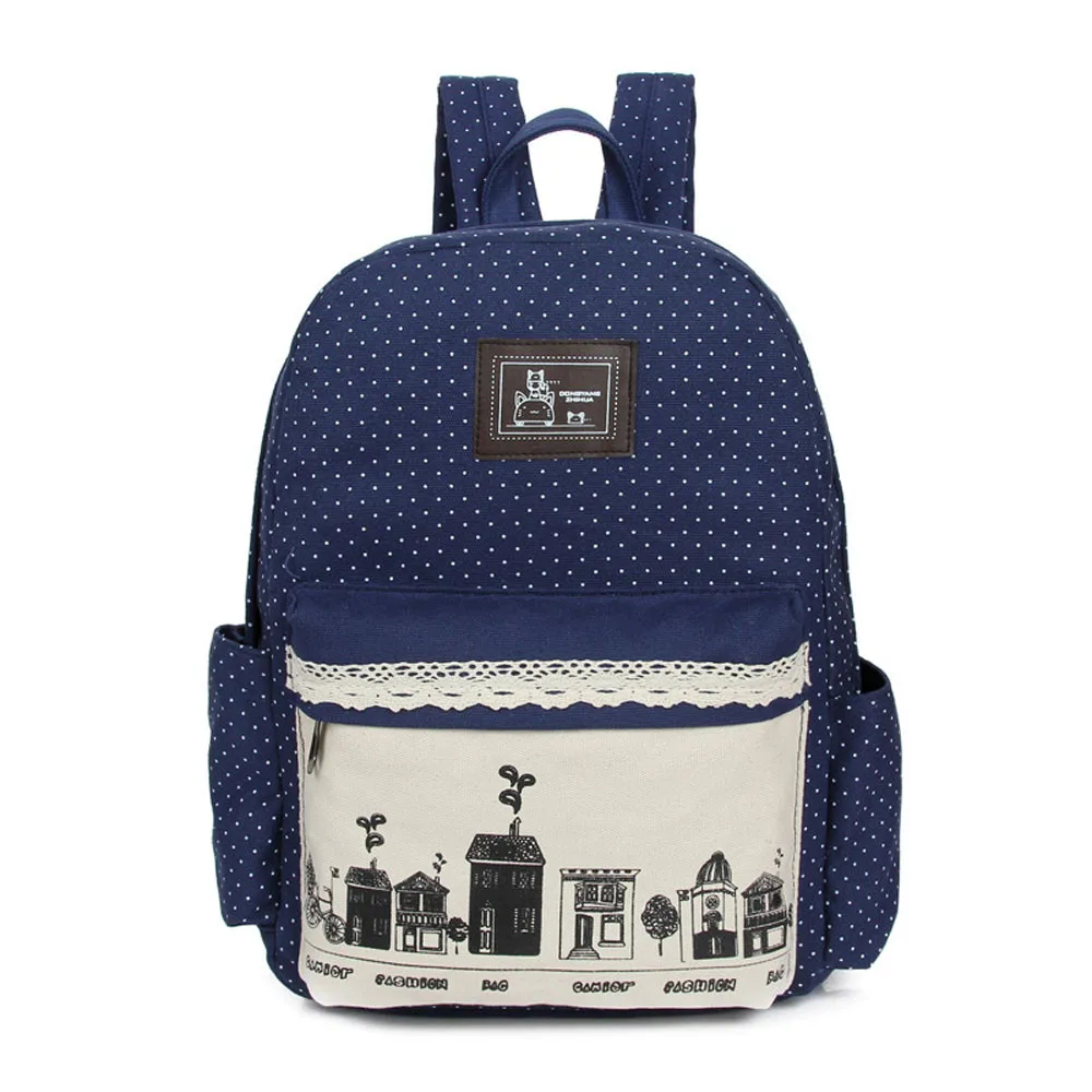 

2017 New Fashion Women Backpacks Double-Shoulder Sweet Canvas Backpack Schoolbag Travel Bags For Girls mochila feminina
