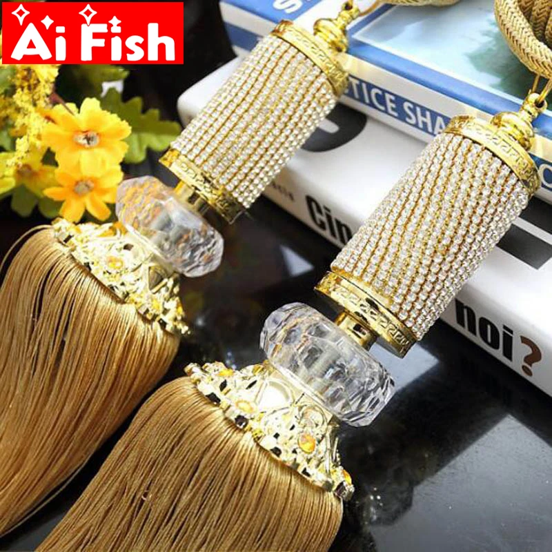 

Class European Luxury Small Crystal Diamonds Curtain Hanging Ball Tie Strap Bands Pendant Tassel Curtain Accessory CP068-30