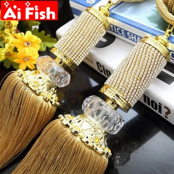 

Class European Luxury Small Crystal Diamonds Curtain Hanging Ball Tie Strap Bands Pendant Tassel Curtain Accessory CP068-30