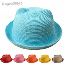 Super B&G Соломенные Шляпы для Детей Соломенная Шляпа для Маленьких Мальчик и Девочек Шляпа Пляж Панама Детская Летняя Шляпа Летняя Шапочка для Детей