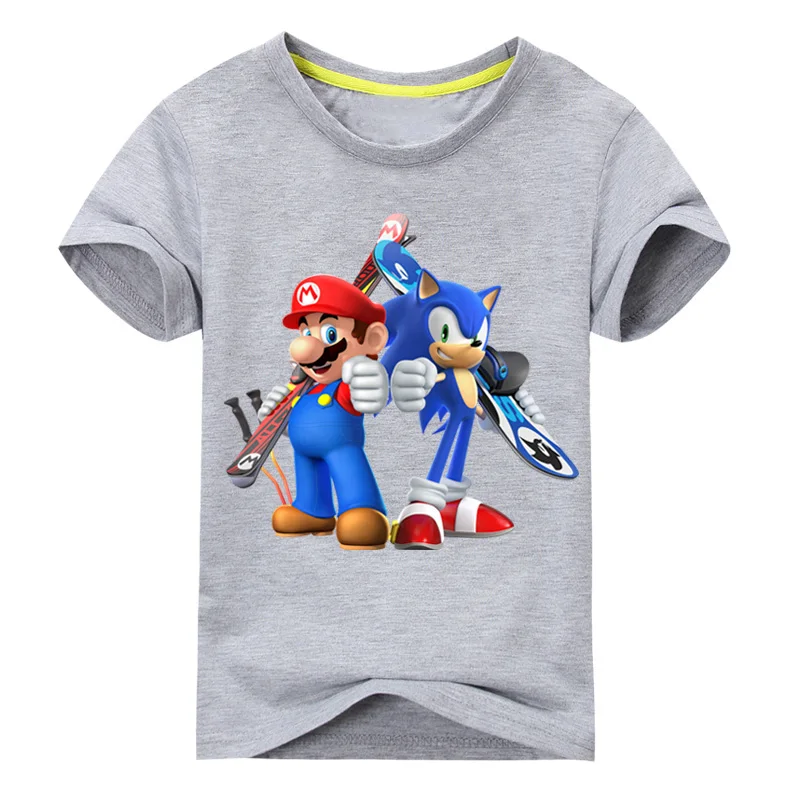 

New Cartoon Sonic Mario Print Tees Tops Costume For Kids Clothing Boys 3D Funny T-shirt Clothes Girls Summer Casual Tshirt DX152