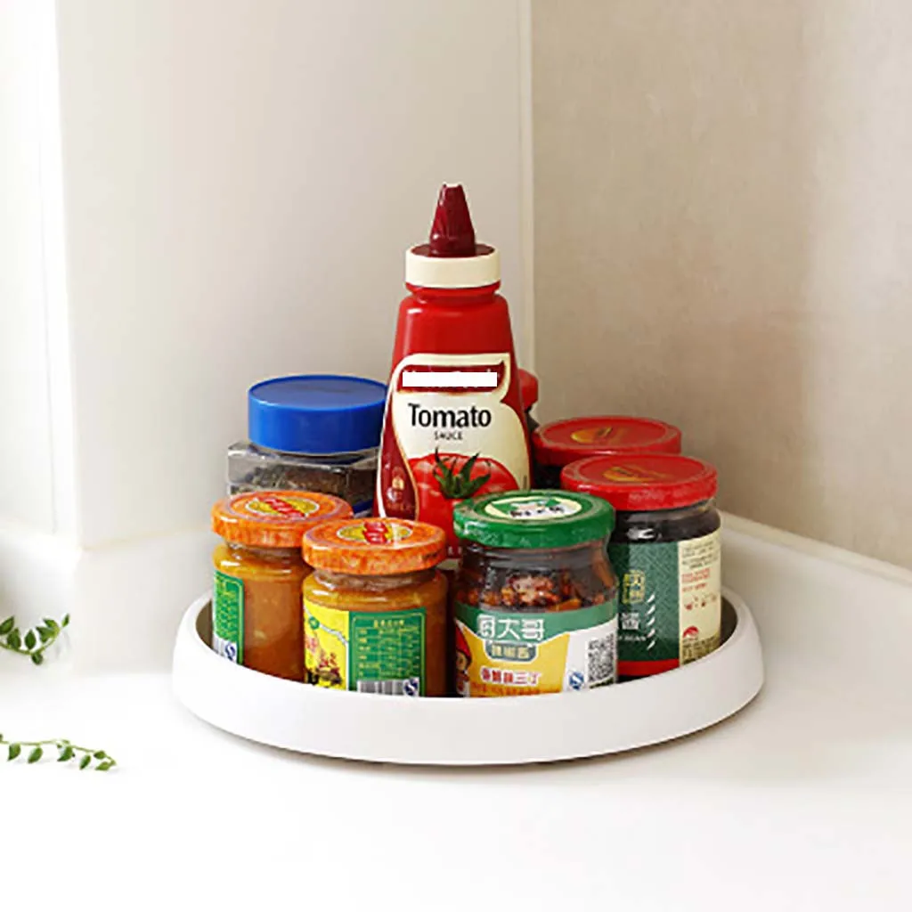 

Rotating condiment storage rack kitchen storage tray seasoning rack Corner Frame Rotating Condiment Storage Storages Tray J03