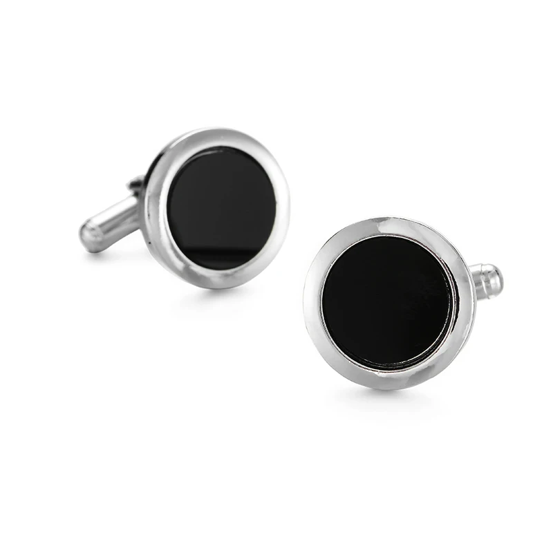 

New Simple Style Black enamel Rectangle Cufflinks Mens Shirt Cuff Button Christmas Gifts for Men Laser Plating Cuff link gemelos