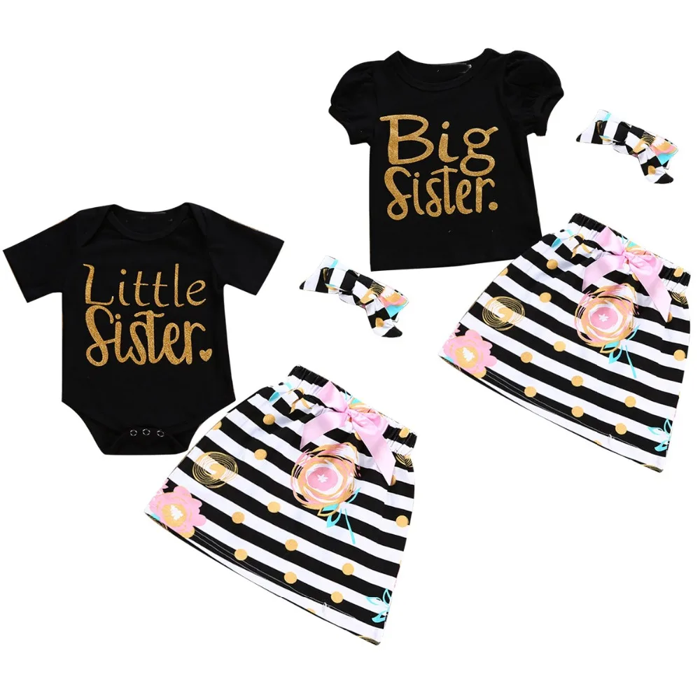 Puseky/милый комбинезон для маленькой сестры; платье; детская футболка; платья; Одежда для девочек и сестер; одинаковые комплекты для семьи