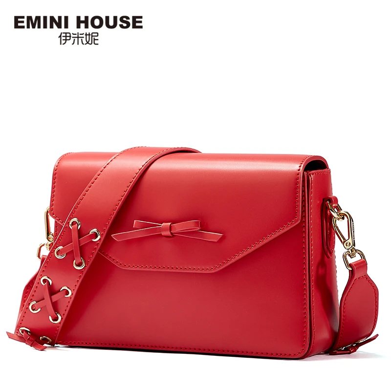 EMINI HOUSE Bow-Knot Crossbody Bags For Women Luxury Handbags Women Bags Designer Split Leather Shoulder Bag