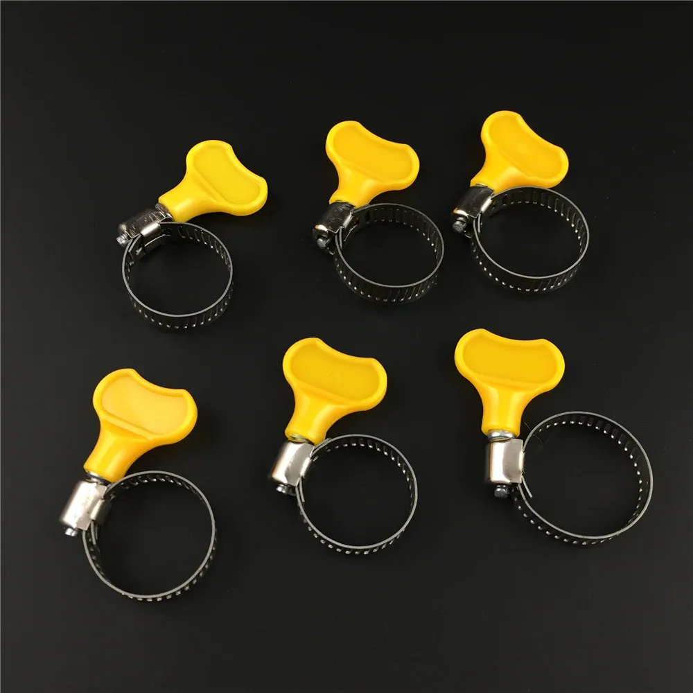 

6pcs Stainless Steel Butterfly Hose Clamp Clip With Plastic Handle Type Pipe Clamp for Homebrew Beer Tube Fitting