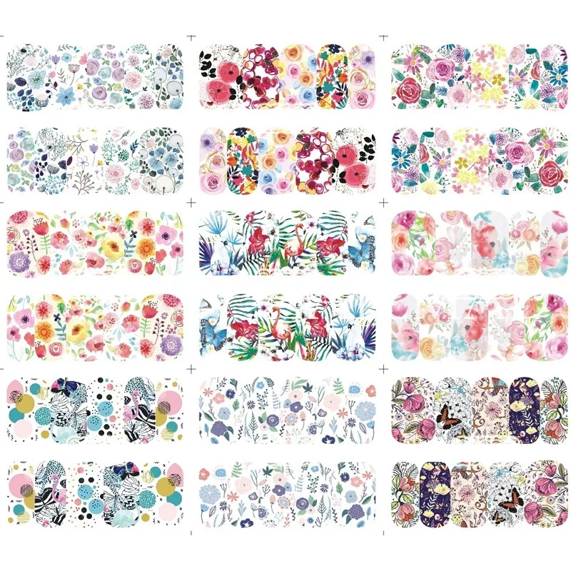 24 шт. водные переводки для ногтей с тропическим фламинго|nail water decals|water decalsnail art tattoo