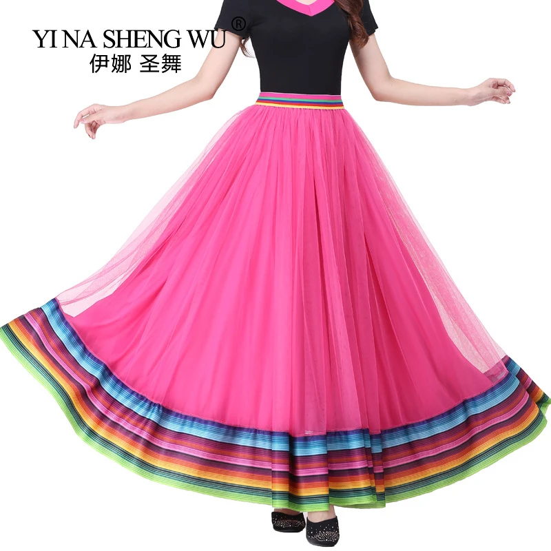 

Dance Big Swing Long Skirt Spanish Bullfight Dancing Skirt Flamenco Dance Costume Ballroom Long Skirts Dancewear Chiffon Skirt