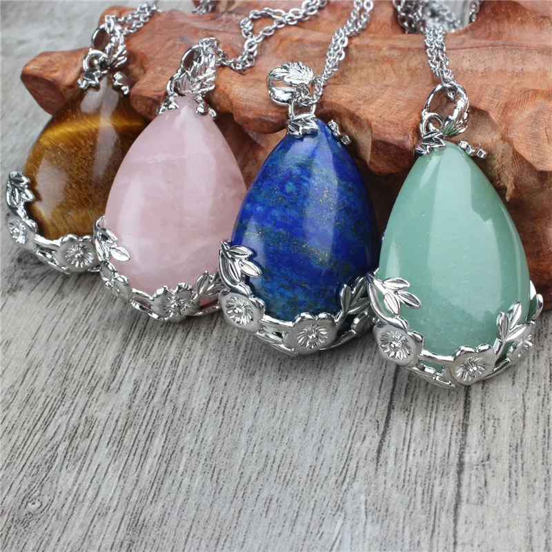 Love-Stone-Rose-Quartz-Teardrop-Pendant-Necklace (2)
