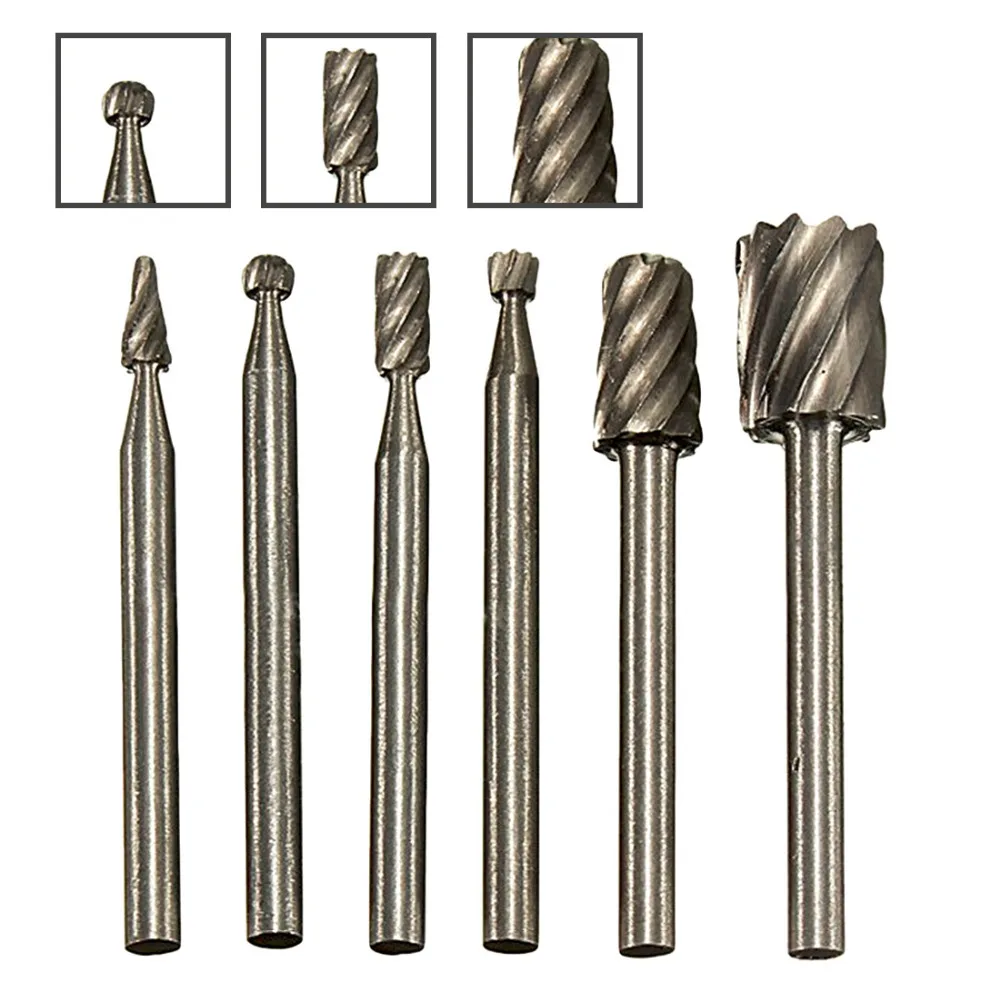 

6pcs/set 1/8 Mini Drill Bit Set Cutting Tools Rotary Tool For Woodworking Knife Wood Carving CNC Engraving Tools Kit Accessories