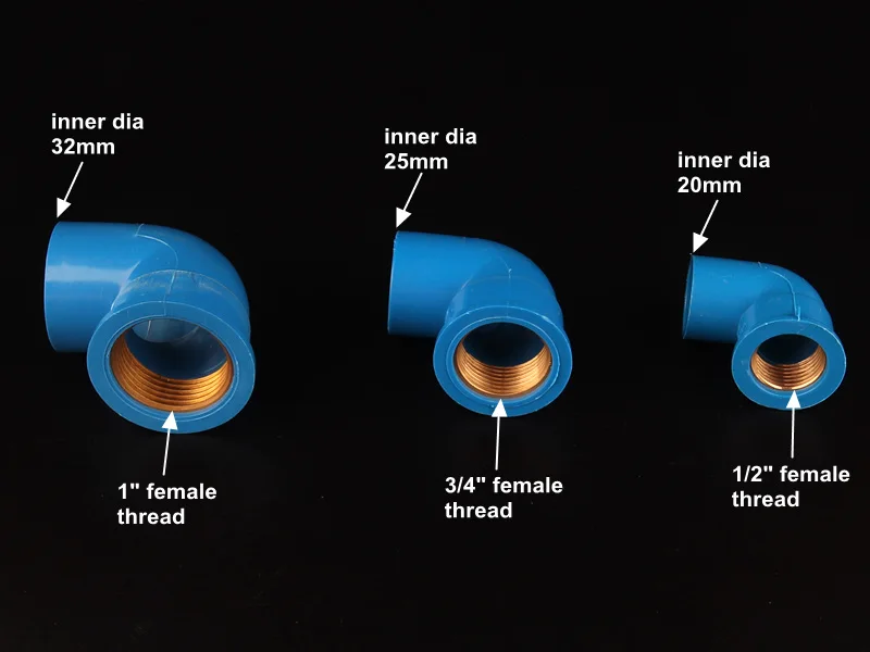 2шт 1/2, 3/4, 1 дюймов ПВХ латунные 90 градусов коленчатые соединители металлические женские резьбовые соединения пвх для дома сада орошения ПВХ фитинги