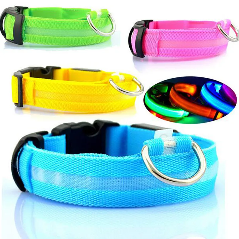 

New Nylon LED Pet Dog Collar Night Safety Flashing Glow In The Dark Dog Leash,Dogs Luminous Fluorescent Collars Pet Supplies