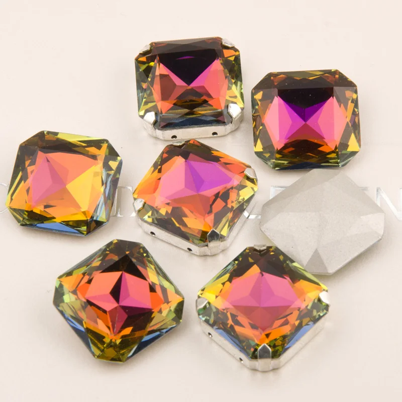 

K9 Crystal 4675 23mm square Rainbow 001VM Fancy Glass rhinestones with Setting diy rhinestones for clothes