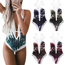 Женщина с принтом листьев комплект бикини push up Мягкий Купальники Для женщин купальник белая повязка с повод купальник женский бикини