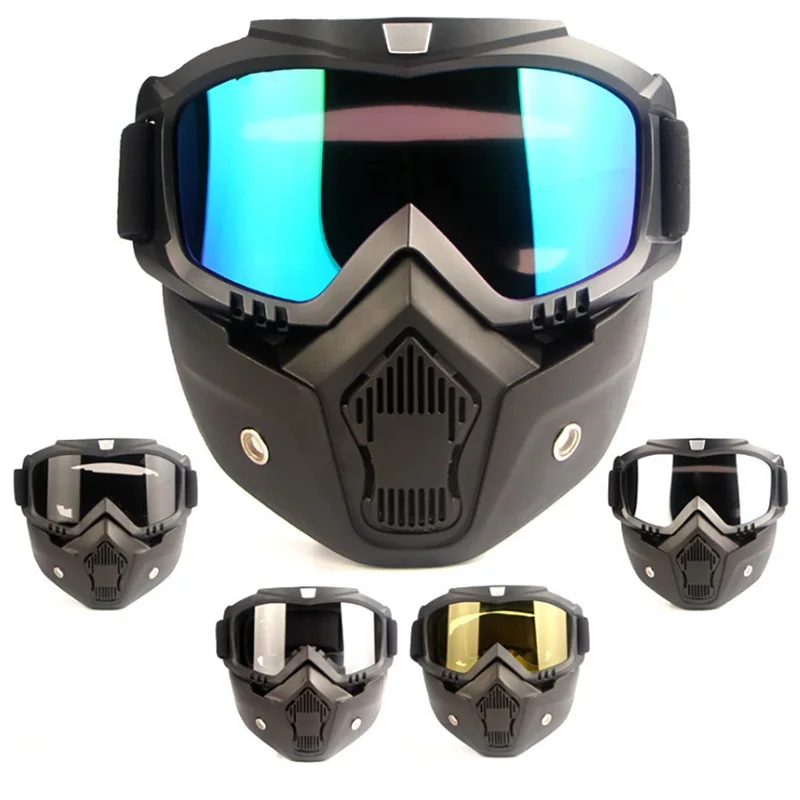Kit Completo Óculos Proteção Motocross - 4 Óculos UV + 2 Máscaras Camuflagem | Antivento, Antipoeira